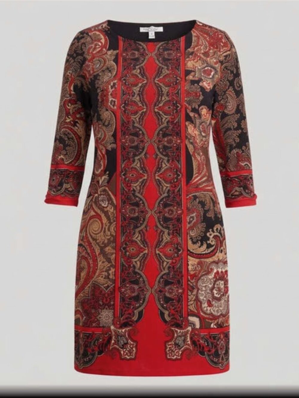 Evan-Picone 70s Vintage Inspired Paisley Print Shift Dress, Size 12